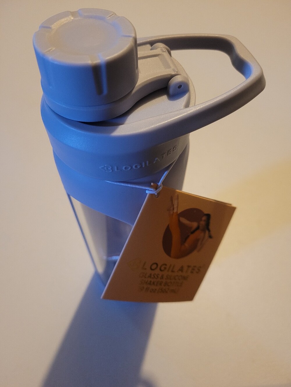 Blogilates Glass And Silicone Shaker Bottle In Light Blue, 19 Oz